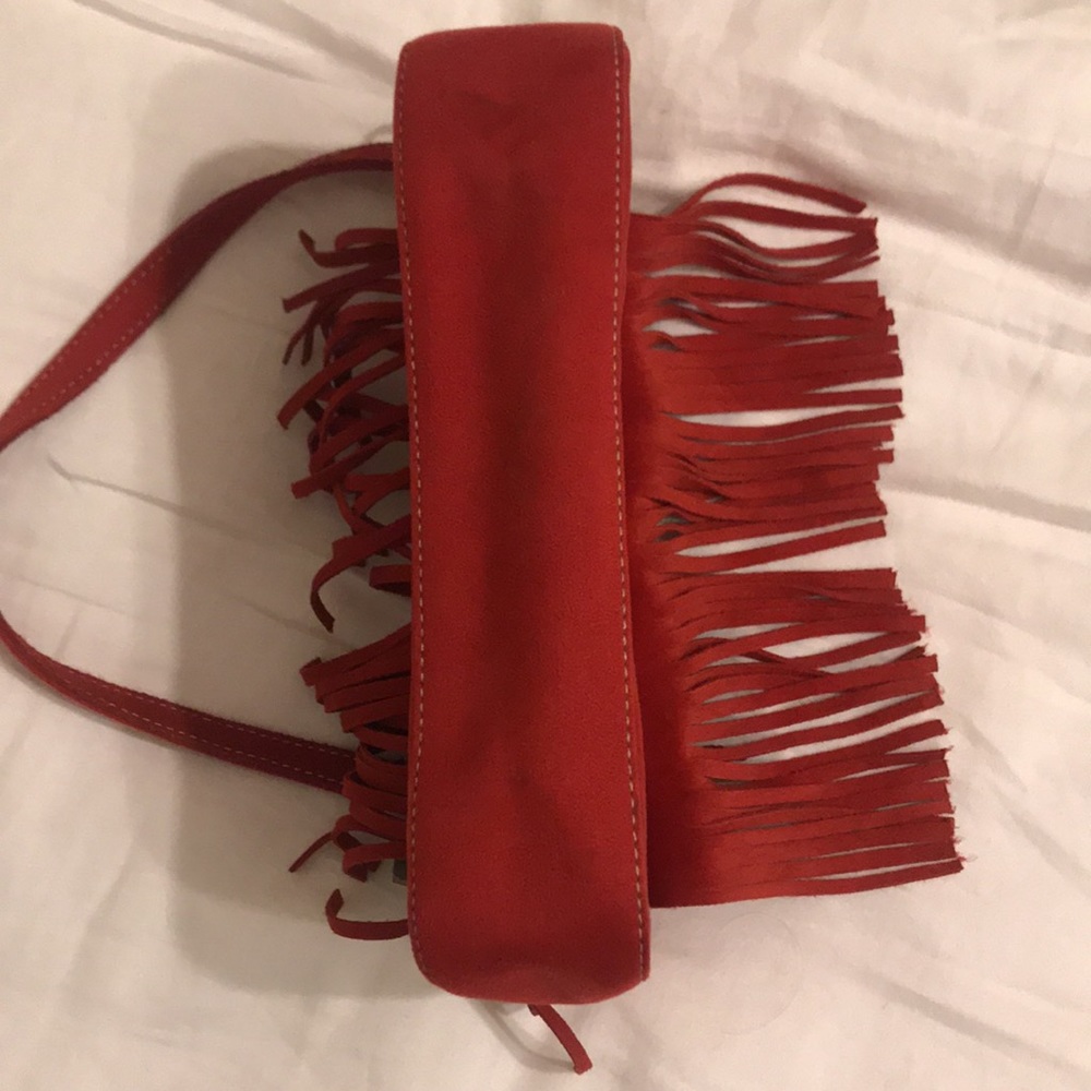 Nine West faux leather shoulder purse w/ fringe - Picture 4 of 8
